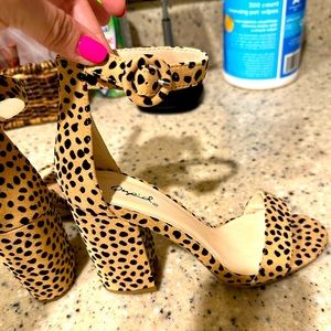 Leopard chunky heels size 6.